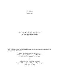 The Test of Effective Participation in Management Planning