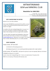WITWATERSRAND GEM and MINERAL CLUB