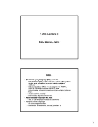 1.204 Lecture 3, Database: SQL Joins, Views, Subqueries