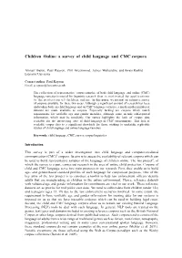 Children Online: a Survey of Child Language and CMC Corpora