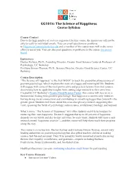 Gg101x: the Science of Happiness Course Syllabus