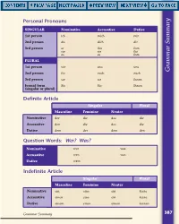 Grammar Summary 2Nd Person Ihr Euch Euch 3Rd Person Sie Sie Ihnen Formal Form Sie Sie Ihnen (Singular Or Plural)