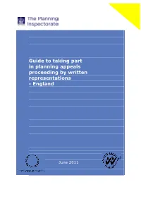 Guide to Taking Part in Planning Appeals Proceeding by Written Representations - England