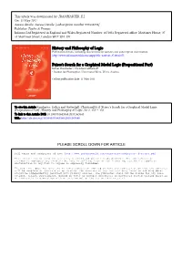 History and Philosophy of Logic Peirce's Search for a Graphical