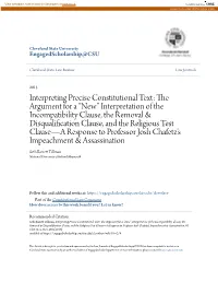 Interpretation of the Incompatibility Clause, the Removal