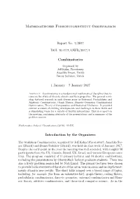 Mathematisches Forschungsinstitut Oberwolfach Combinatorics