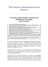 Phd Program in Bioengineering and Robotics