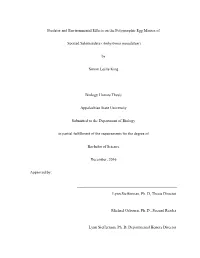 Predator and Environmental Effects on the Polymorphic Egg Masses Of
