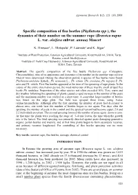 Specific Composition of Flea Beetles (Phyllotreta Spp ), the Dynamics of Their Number on Summer Rape