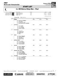 START LIST 4 X 100 Metres Relay Men - Final