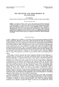 The Definition and Measurement Psychoticism Of