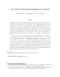 You Need to Recognize Ambiguity to Avoid It
