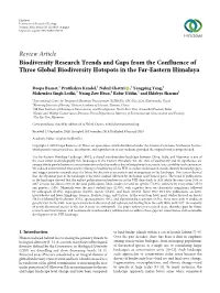 Biodiversity Research Trends and Gaps from the Confluence of Three Global Biodiversity Hotspots in the Far-Eastern Himalaya