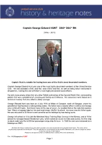 Captain George Edward HUNT DSO* DSC* RN