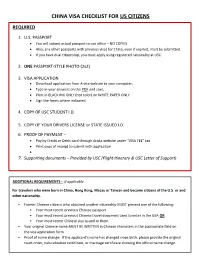 China Visa Checklist for Uus Citizens