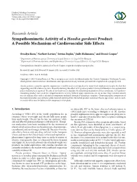 Research Article Sympathomimetic Activity of a Hoodia Gordonii Product: a Possible Mechanism of Cardiovascular Side Effects