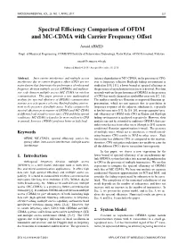 Spectral Efficiency Comparison of Ofdm and Mc-Cdma with Carrier Frequency Offset