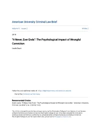 The Psychological Impact of Wrongful Conviction