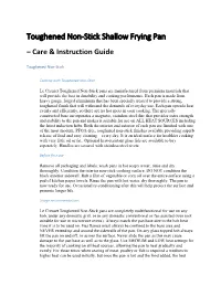 Toughened Non-Stick Shallow Frying Pan – Care & Instruction Guide