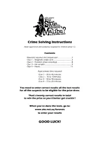 Crime Solving Instructions GOOD LUCK!