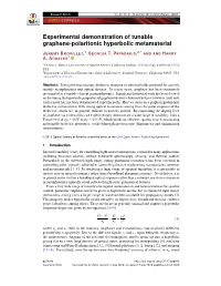 Experimental Demonstration of Tunable Graphene-Polaritonic Hyperbolic Metamaterial