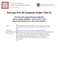 Fairness for All Students Under Title IX