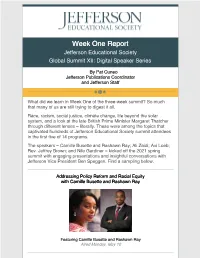 Global Summit Xii Week One Report