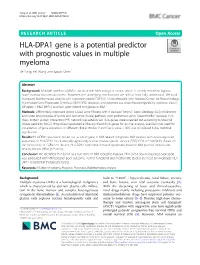 HLA-DPA1 Gene Is a Potential Predictor with Prognostic Values in Multiple Myeloma Jie Yang, Fei Wang and Baoan Chen*