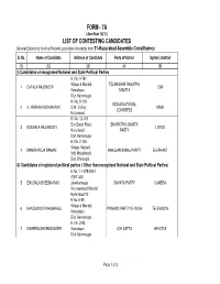 Huzurabad Assembly Constituency Sl.No