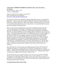 LOW-INPUT SHRIMP FARMING in KENTUCKY, Macrobrachium Rosenbergii World Aquaculture, 38(4): 44-49