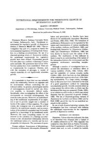 Nutritional Requirements for Vegetative Growth Of