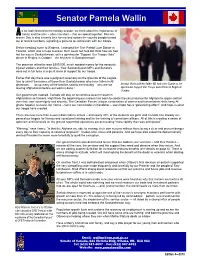 Senator Pamela Wallin Pamela Senator of Us