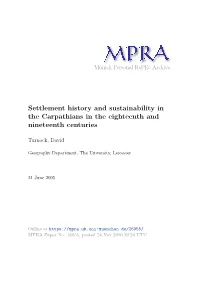 Settlement History and Sustainability in the Carpathians in the Eighteenth and Nineteenth Centuries