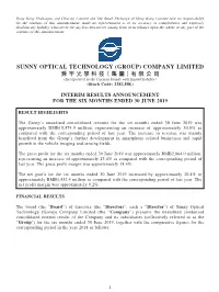 SUNNY OPTICAL TECHNOLOGY (GROUP) COMPANY LIMITED 舜宇光學科技（集團）有限公司 (Incorporated in the Cayman Islands with Limited Liability) (Stock Code: 2382.HK)