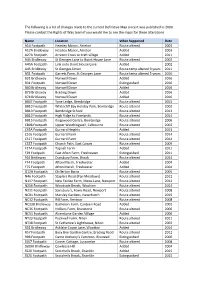 The Following Is a List of Changes Made to the Current Definitive Map Since It Was Published in 2000