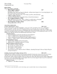 Trevor Kann Curriculum Vitae 1 Lingua@Gmail.Com