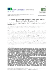 An Improved Sequential Quadratic Programming Method Based on Positive Constraint Sets, Chemical Engineering Transactions, 81, 157-162 DOI:10.3303/CET2081027