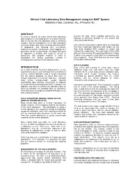 Clinical Trial Laboratory Data Management Using the SAS ® System