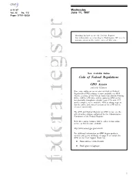 Code of Federal Regulations GPO Access