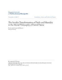 The Secular Transformation of Pride and Humility in the Moral Philophy of David Hume