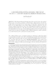 A Multifaceted Nuptial Blessing: the Use of Ruth 4:11–12 Within Medieval Hebrew Epithalamia