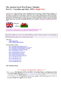 "Aneurin" WW1 Timeline 1919 to Date