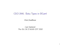 CSCI 2041: Data Types in Ocaml