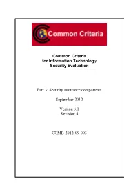 Part 3: Security Assurance Components