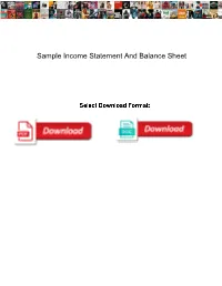 Sample Income Statement and Balance Sheet
