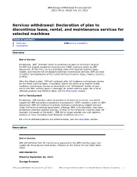 Services Withdrawal: Declaration of Plan to Discontinue Lease, Rental, and Maintenance Services for Selected Machines