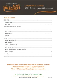 Table of Contents Breakfast