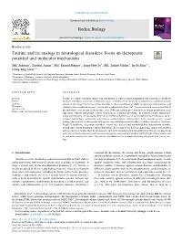 Taurine and Its Analogs in Neurological Disorders Focus On