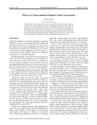Physics of Transcendental Numbers Meets Gravitation