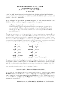 Th/-Dh and Final -F/-V in Cornish Discussion Paper for the AHG Michael Everson and Nicholas Williams 12 March 2008